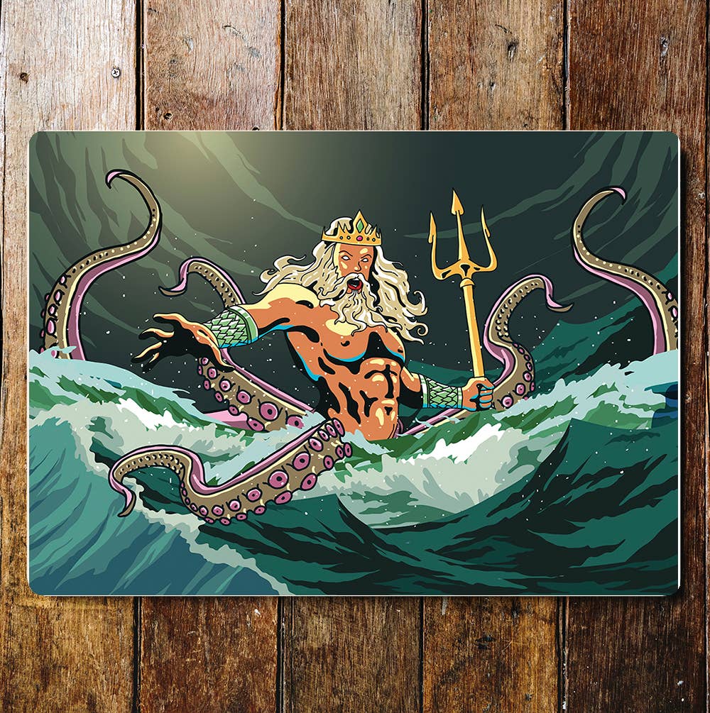 Poseidon,Greek gods sea ocean Metal Sign Plaque