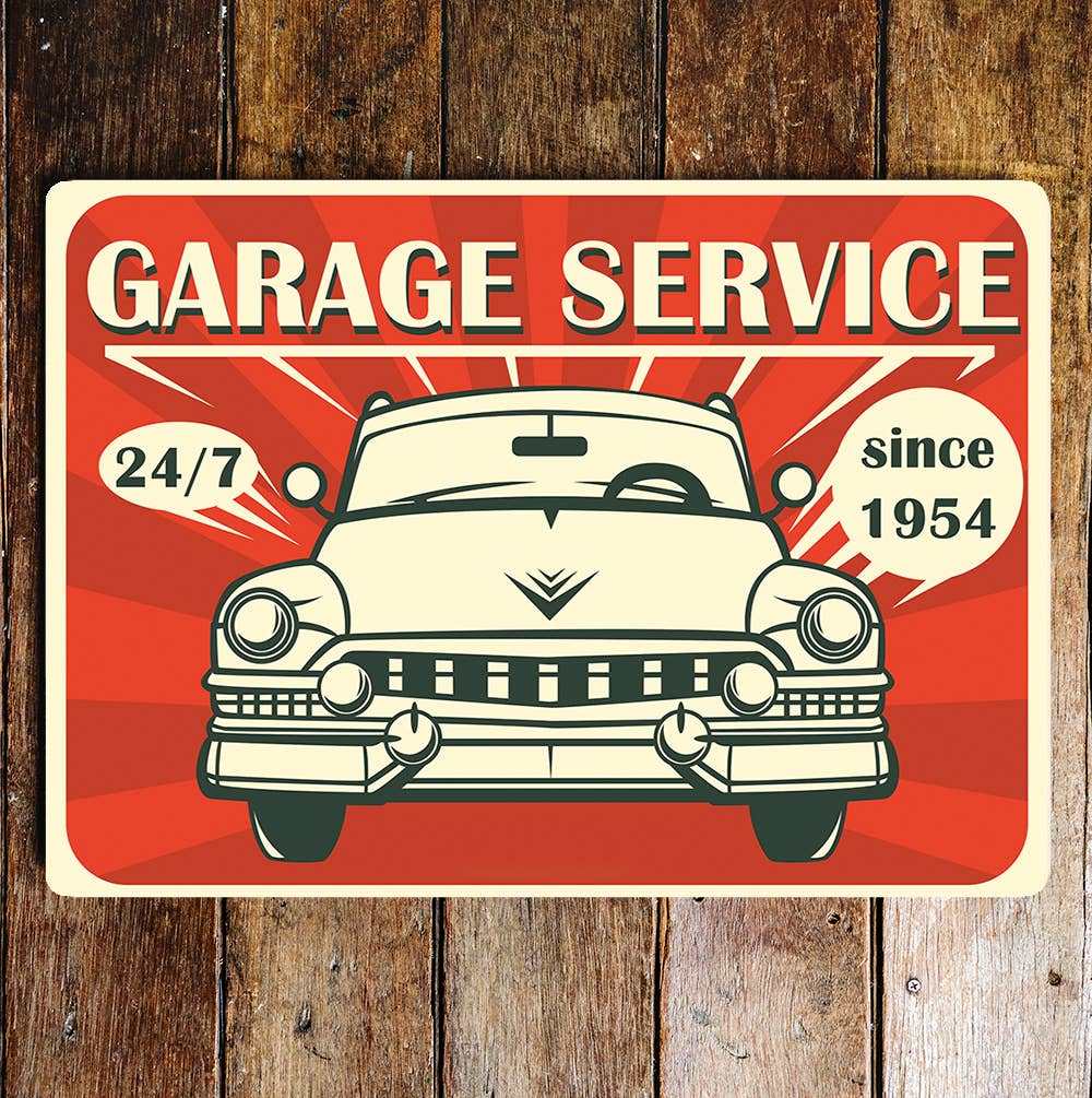 Garage service 24/7 since 1954 car | Metal Sign plaque