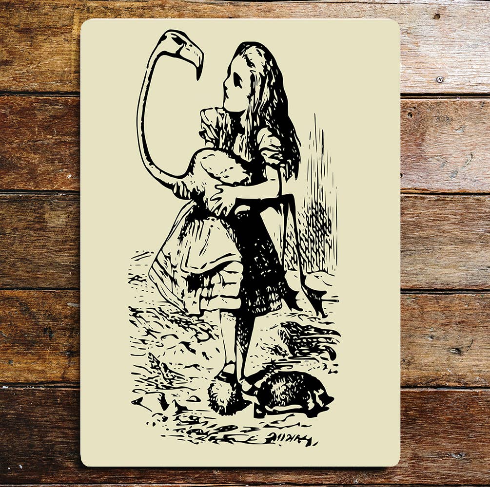 Alice in Wonderland Flamingo | Metal Wall Sign
