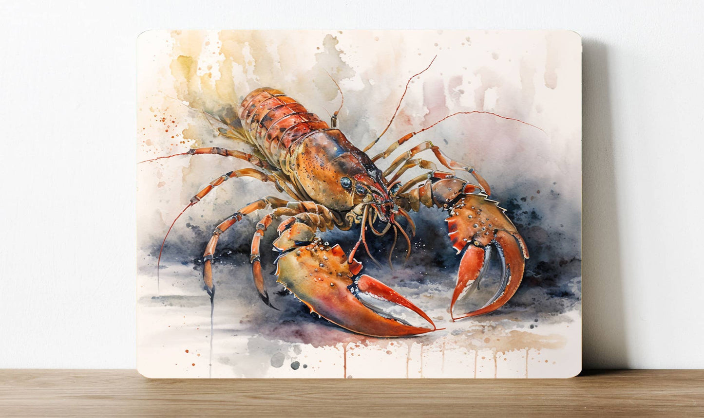 Pink lobster Watercolour Metal Sign Plaque