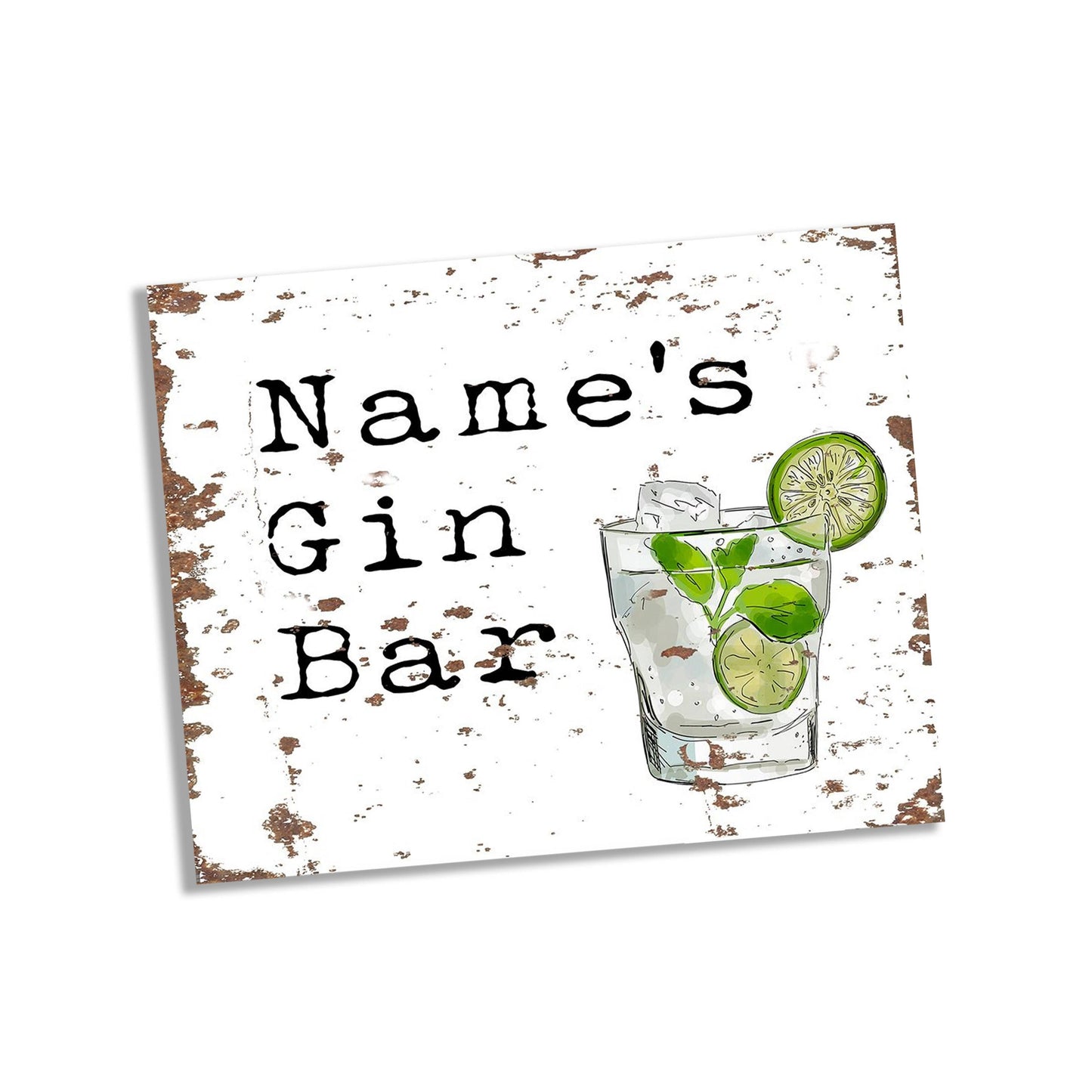 Gin Bar Personalised Custom Name | Metal Wall Sign