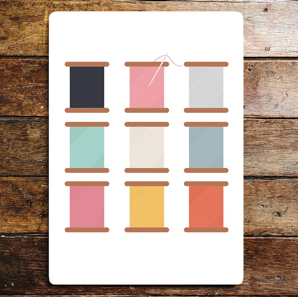 Coloured Sewing Reels Cotton Pattern | Metal Sign Plaque