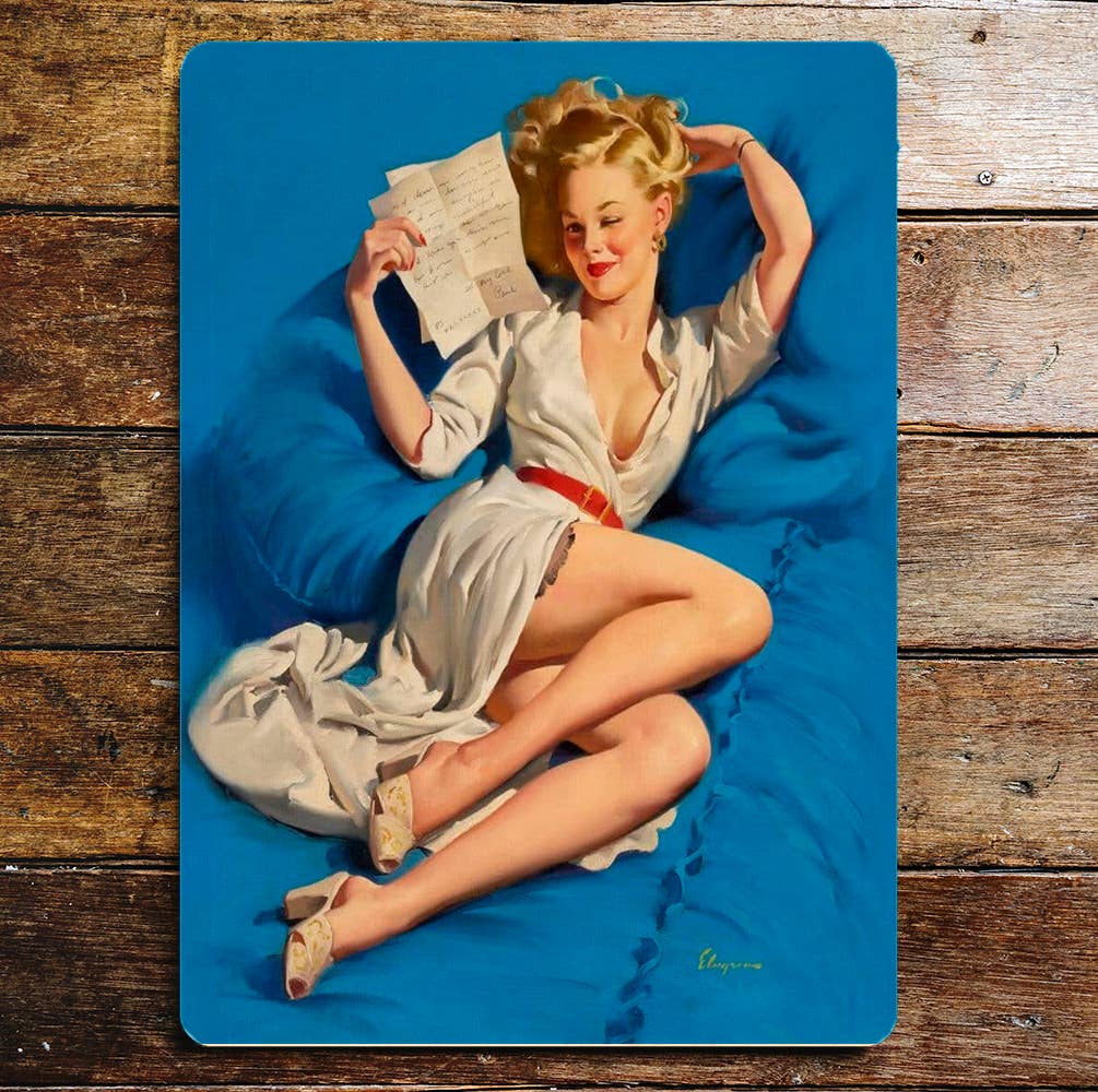 Pin Up Girl In Bath Metal Personalised Art Wall Sign