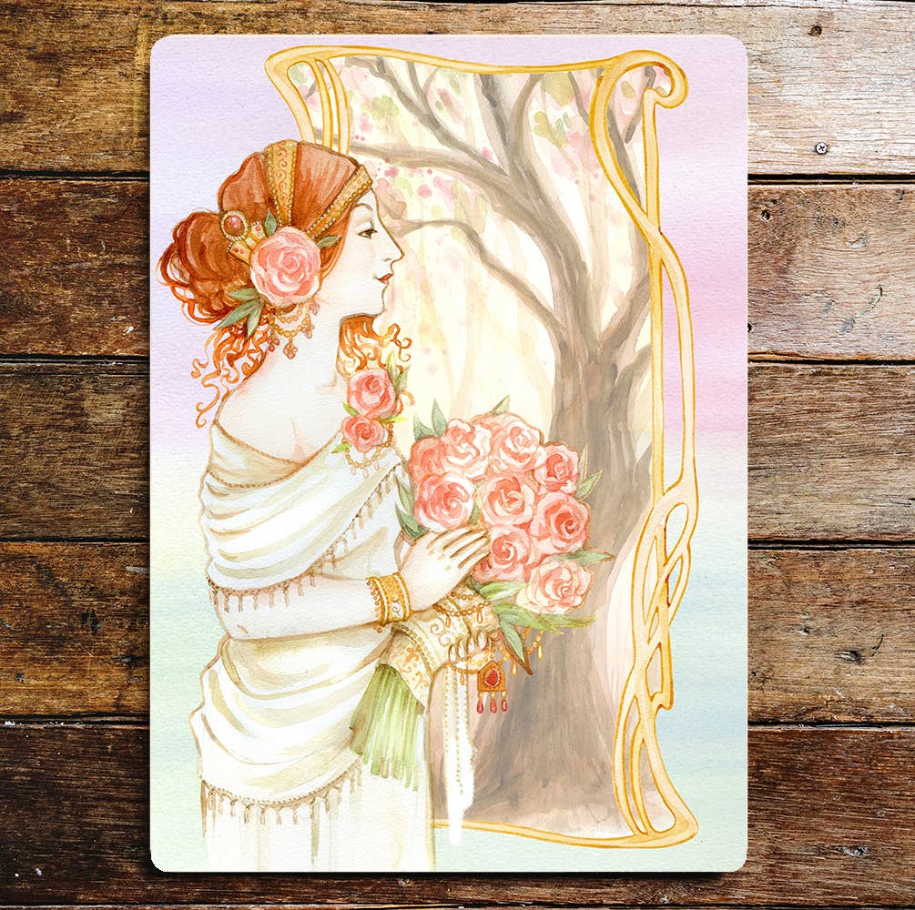 Vintage Woman Nature Art | Metal Sign Plaque