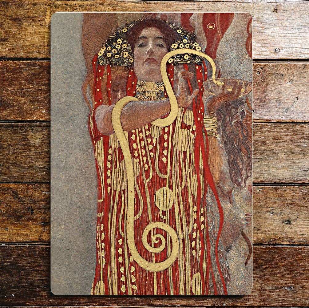 Gustav Klimt Hygieia gold pattern | Metal Sign Plaque