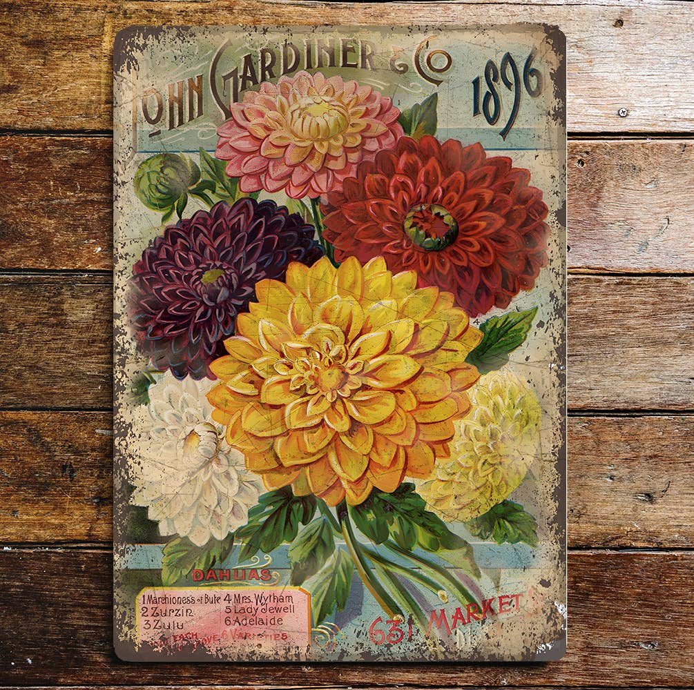 Vintage Seed Packet Flowers | Metal Wall Sign Plaque