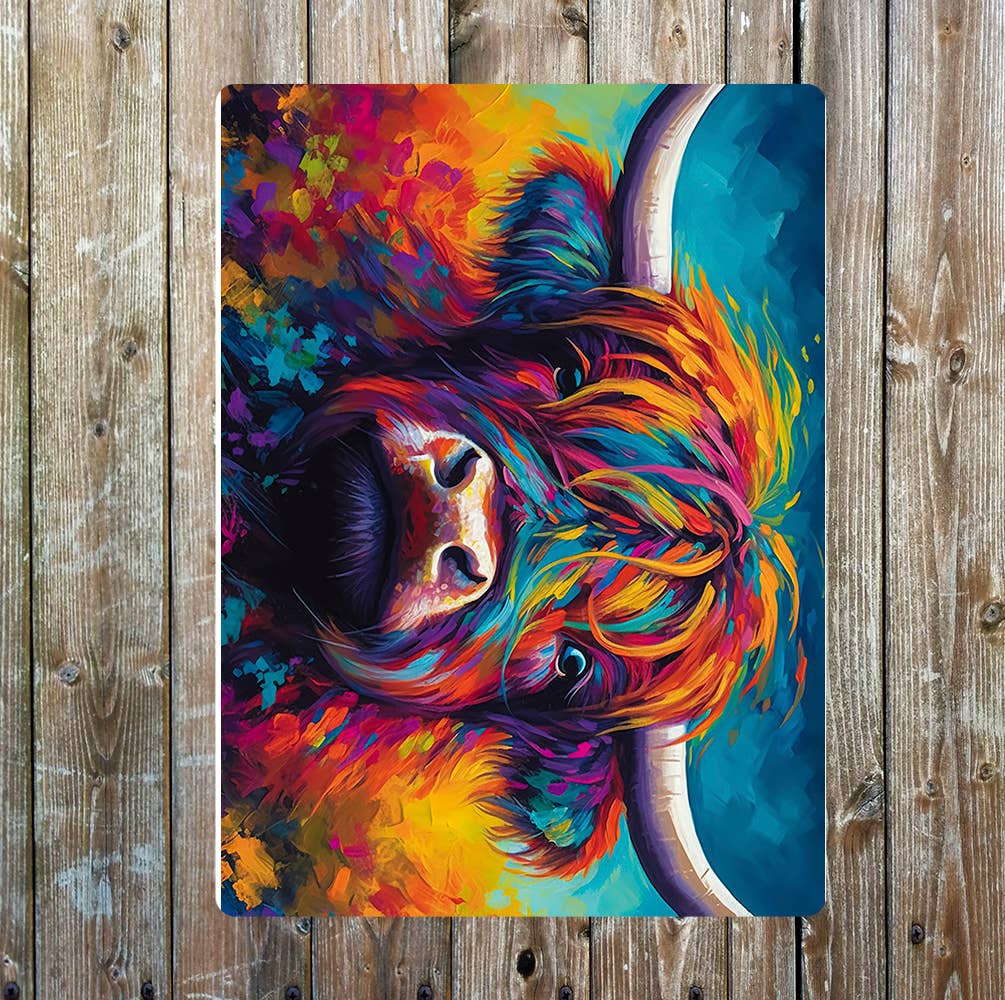 Highland Cow Painted | Metal Sign Plaque