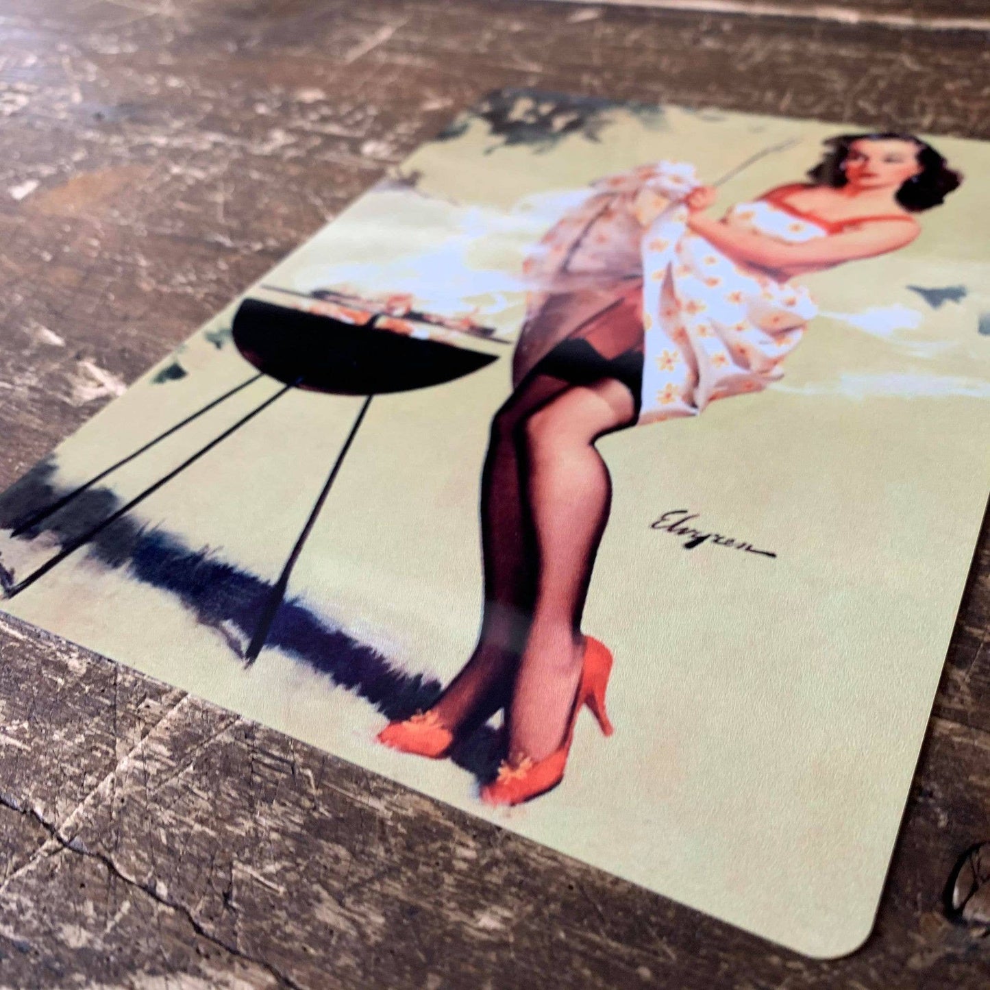 Pin Up Girl BBQ Metal Personalised Art Wall Sign