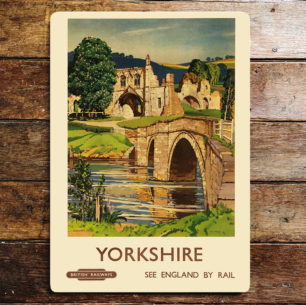Yorkshire, England Abbey Bridge | Art Metal Sign Plaque