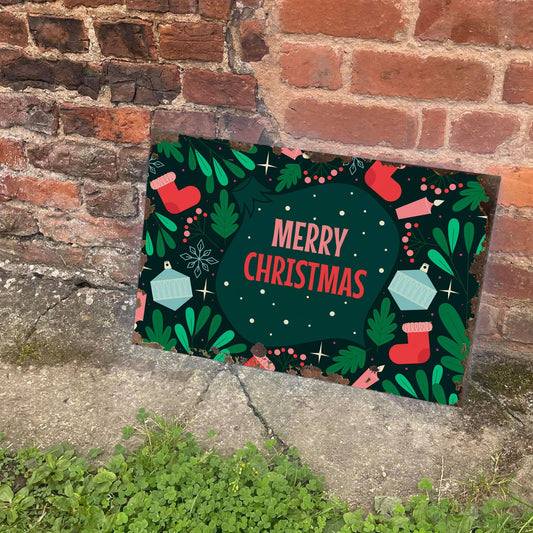 Merry Christmas Bauble | Metal Vintage Wall Sign
