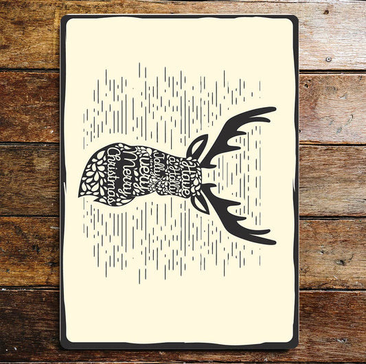 Stag Silhouette Have A Merry Christmas Metal Sign Plaque