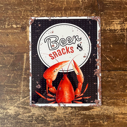 Beers Snacks Lobster | Metal Vintage Wall Sign