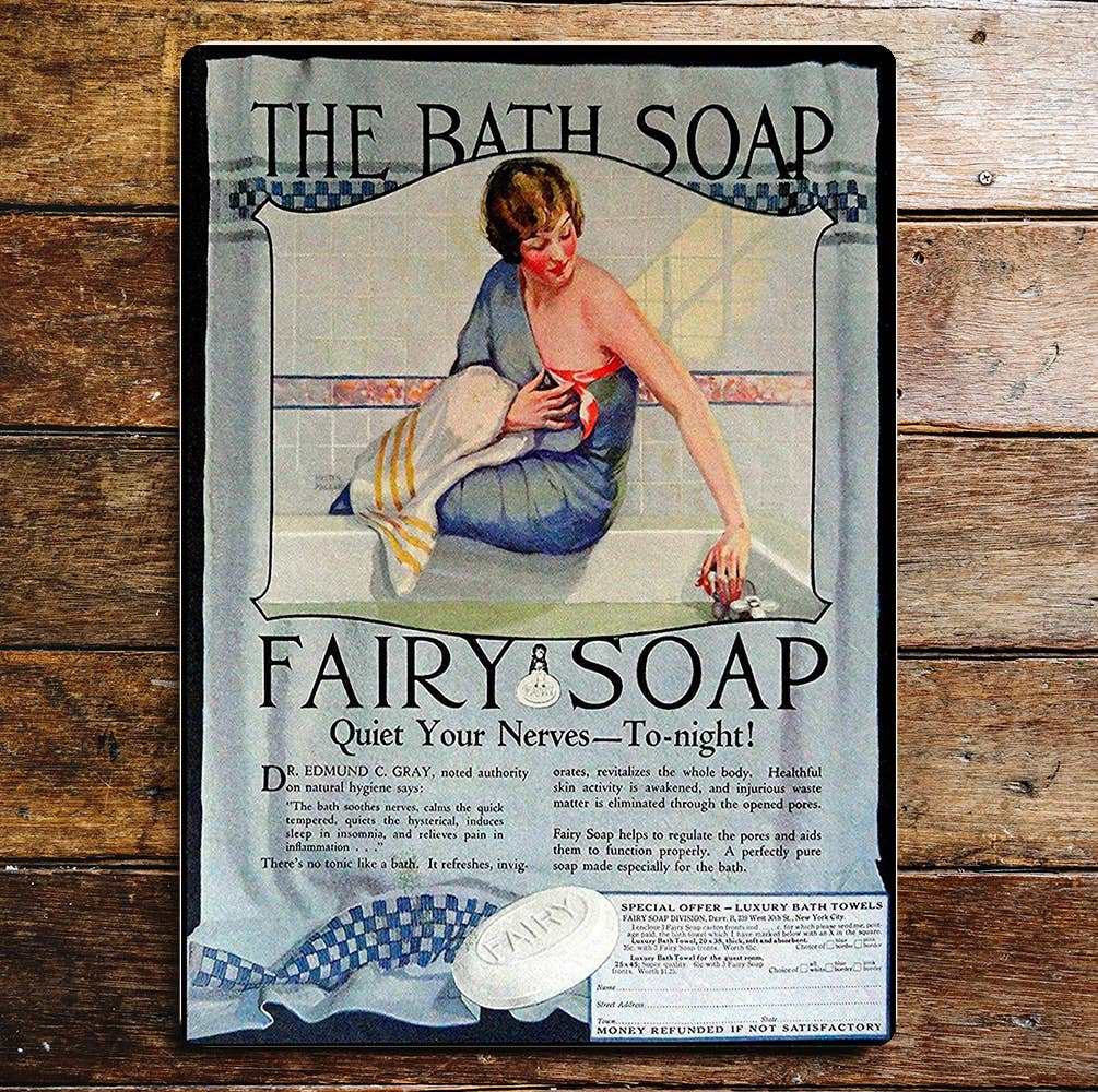 Vintage bath soap  wall art | Metal Sign Plaque