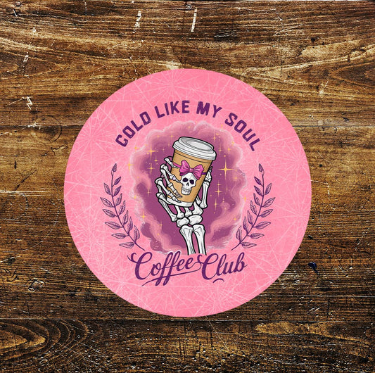 Cold Coffee Club Iced Coffee Halloween Circle Metal Sign