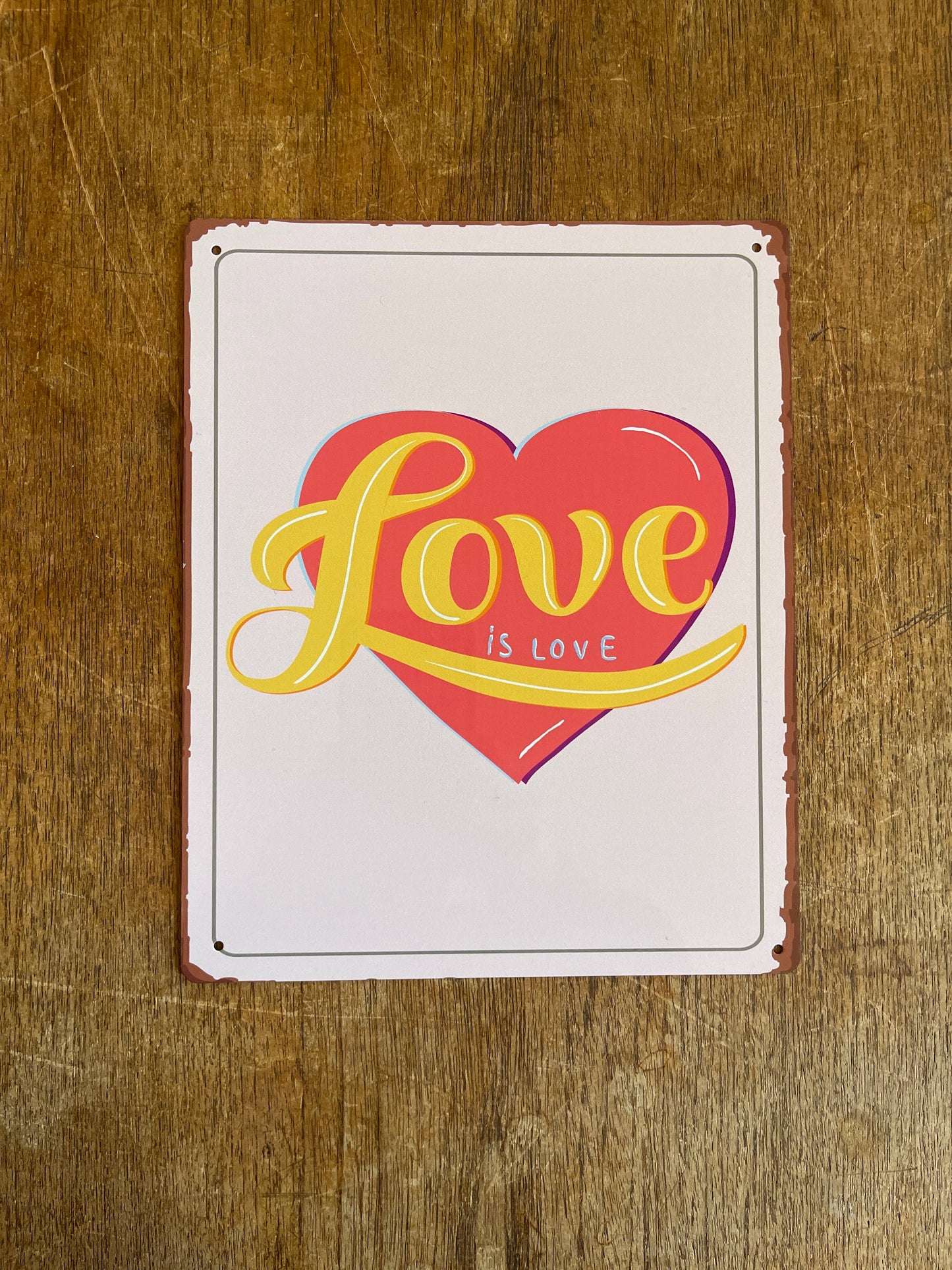 Love Pink Heart | Metal Sign Plaque