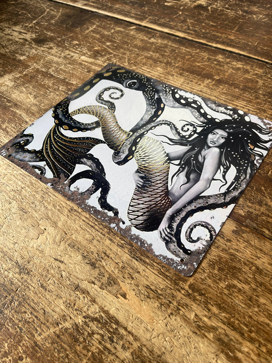 Mermaid Octopus | Metal Sign Plaque Sea Bathroom 2