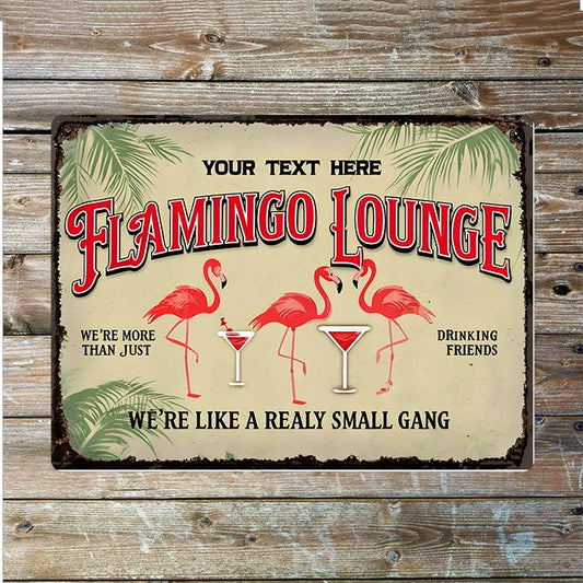 Flamingo Lounge Name Custom Personalised | Metal Wall Sign
