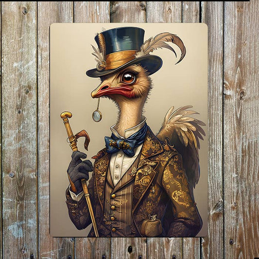 Alice in Wonderland | Victorian Ostrich | Metal Sign Plaque