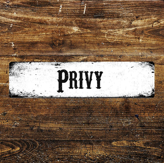 Privy Toilet Bathroom Sign Metal Long Sign Plaque