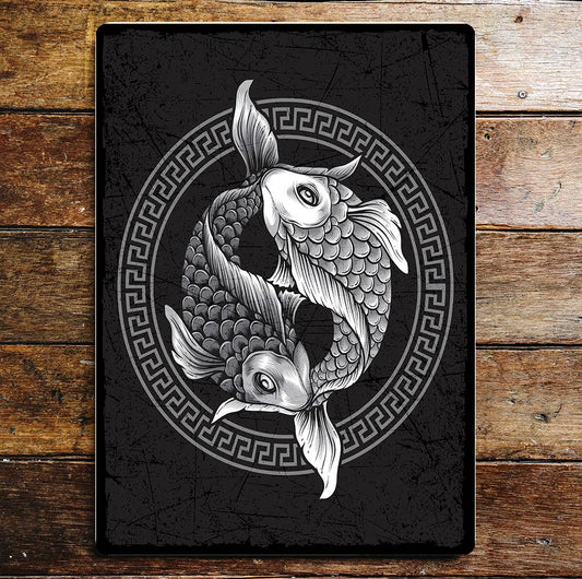 Ying Yang Koi wall paper  Art | Metal Sign Plaque