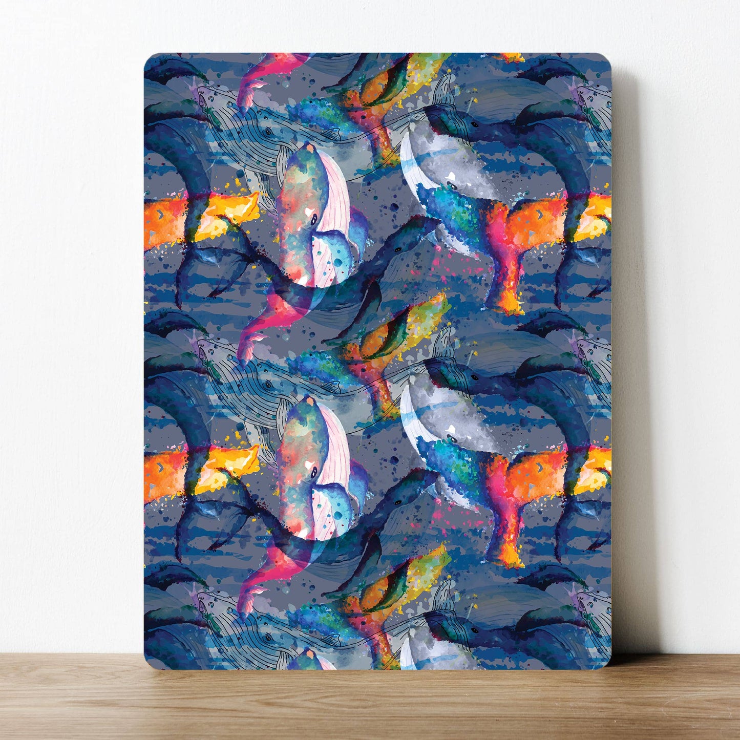 Pattern whales watercolour design Marine Metal Sign Plaque