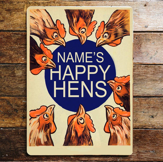 Personalised Name Happy Hens Meta Sign
