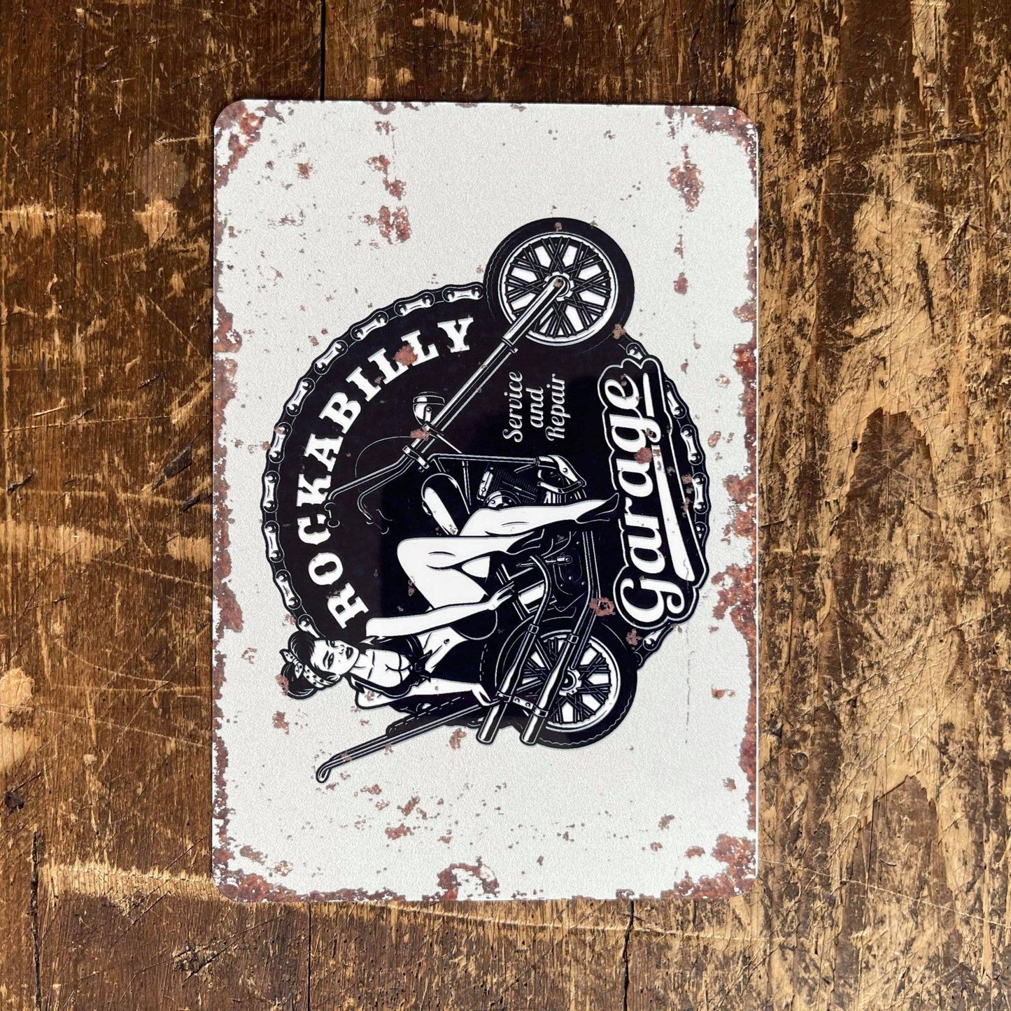 Rockabilly Garage Service Repair Metal Wall Sign