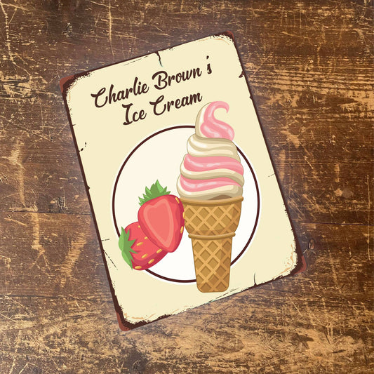 Personalised Name Ice Cream Retro Metal Sign
