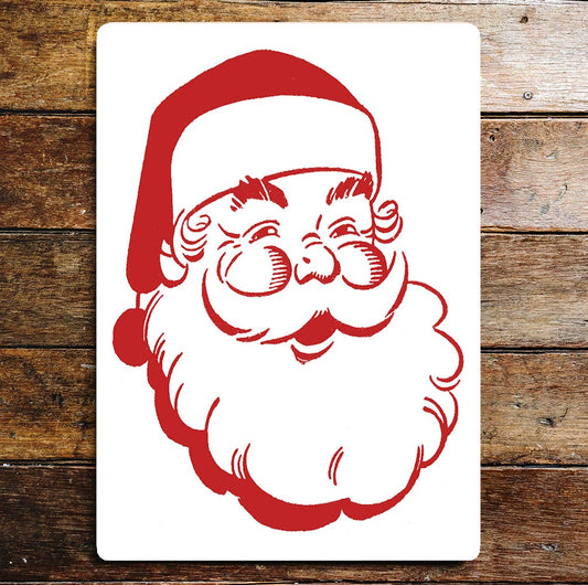 Father Christmas Head Red And White | Metal Sign Plaque
