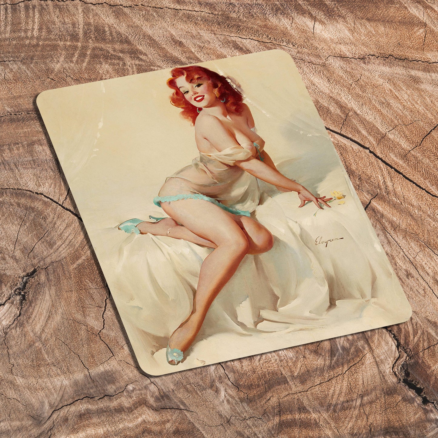 Pin Up Girl On Bed Metal Personalised Art Wall Sign
