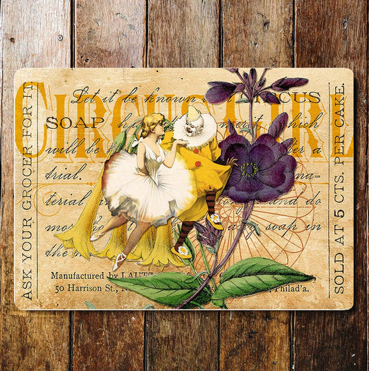 Vintage soap clown ballerina wall art | Metal Sign Plaque