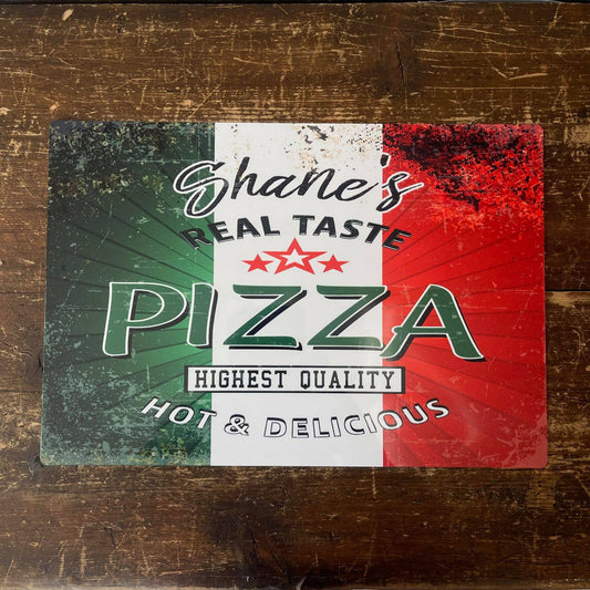 Name Pizza Personalised Custom | Metal Wall Sign