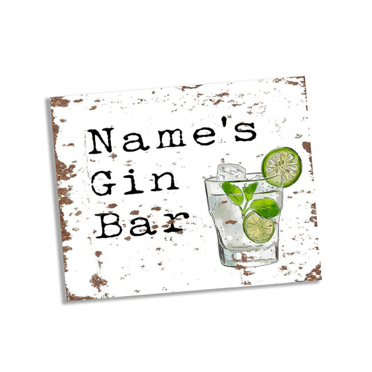 Gin Bar Personalised Custom Name | Metal Wall Sign