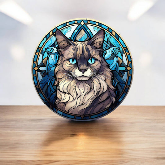Cute Cat Decoration Circle Metal Sign