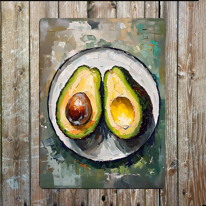 Still Life Of Avocado Painting Metal Sign Plaque
