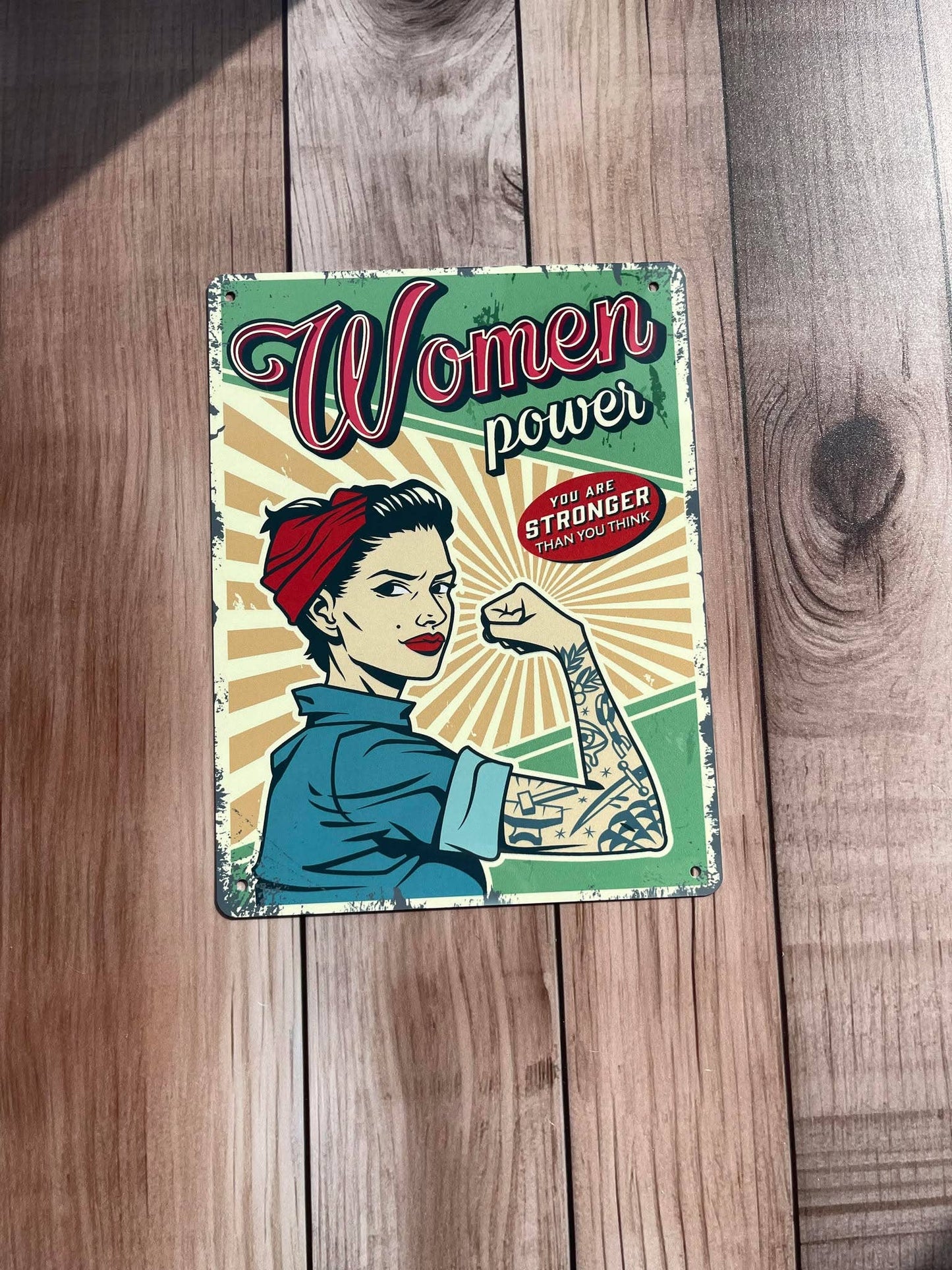 Retro Women Power Metal Wall Sign