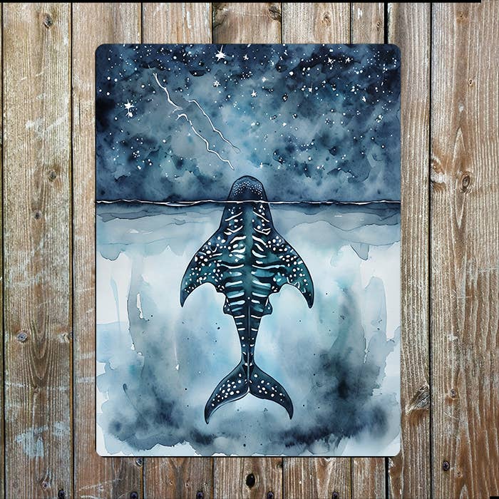 Whale Shark Strarry night Sky Sea Nautical | Metal Sign Plaque