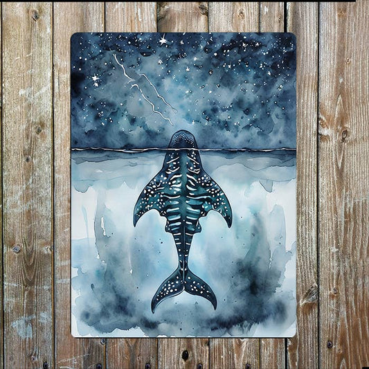 Whale Shark Strarry night Sky Sea Nautical | Metal Sign Plaque