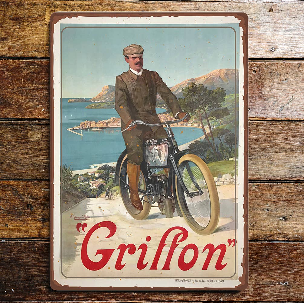 Griffon Rue De Buci Paris Man Bike | Metal Sign Plaque