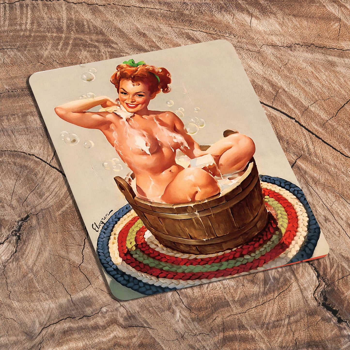 Pin Up Girl In Bath Tub Metal Personalised Art Wall Sign