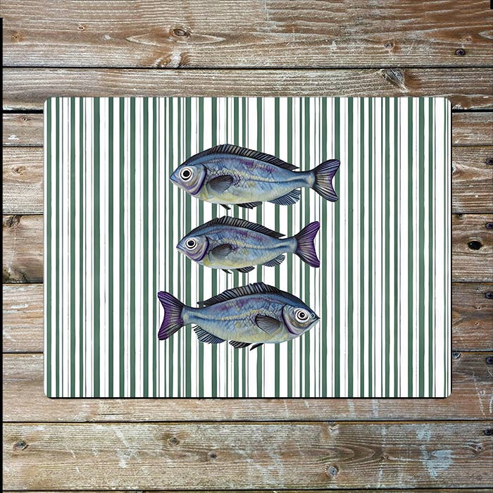 Illustration of Three Fish Sea Nautical | Metal Sign Plaque