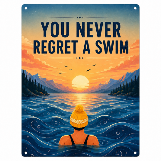 You Never Regret a Swim Metal Sign ?êã Vintage Cold Water Swimming Wall Decor & Swimmer Gift