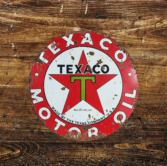 Texaco Gas Fuel Petrol Metal Circle Sign