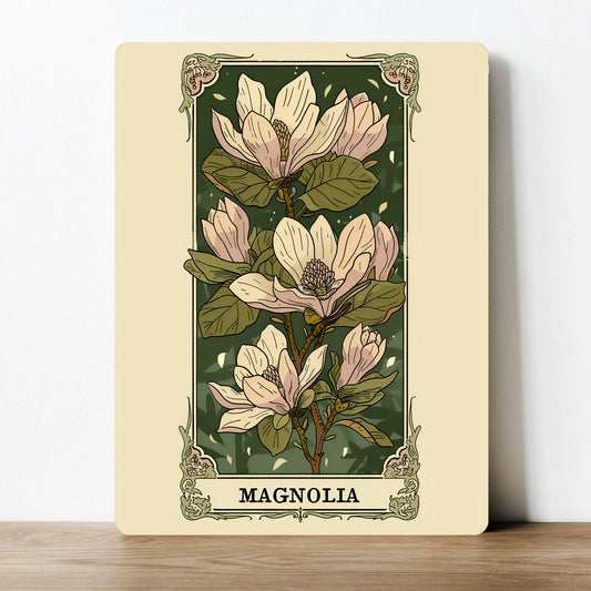 Magnolia Flower Floral Vintage | Metal Sign Plaque