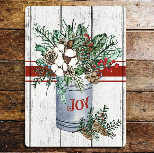 Joy Christmas flowers Wall | Metal Sign Plaque