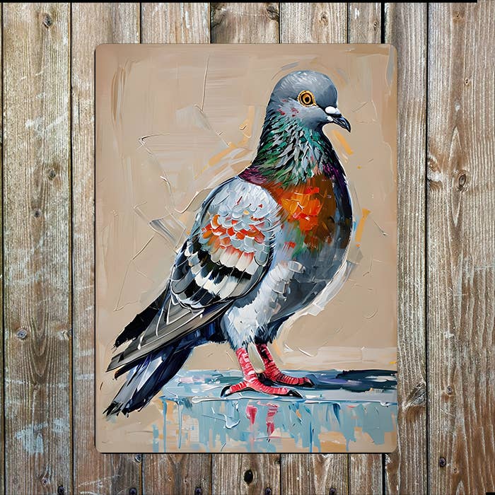 Painting of a Graceful Pigeon Painting Metal Sign Plaque