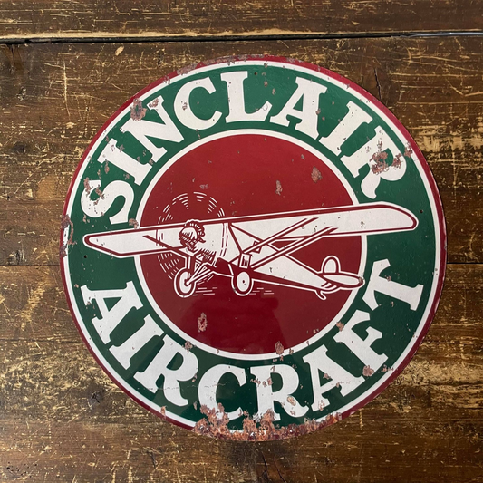Sinclair Aircraft Garage Circle Metal Sign