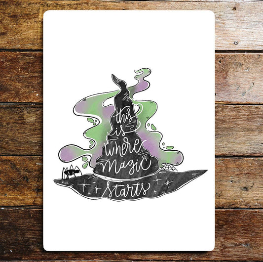 Witches Hat This Is Where Magic Starts | Metal Sign Plaque