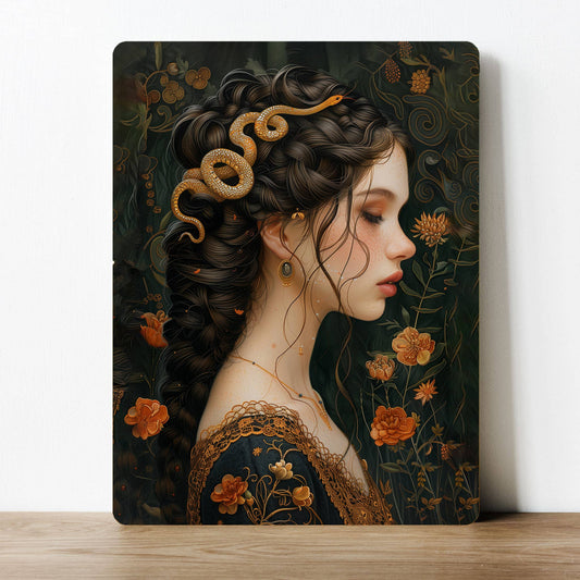 Floral Lady Vintage Snake | Metal Sign Plaque