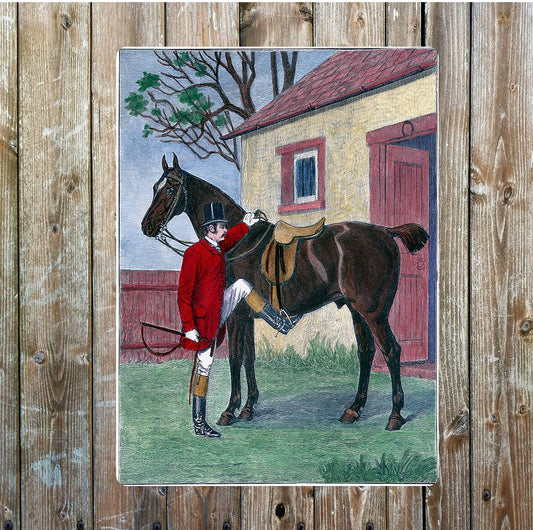Horse and mount hunting vintage | Metal Sign Plaque
